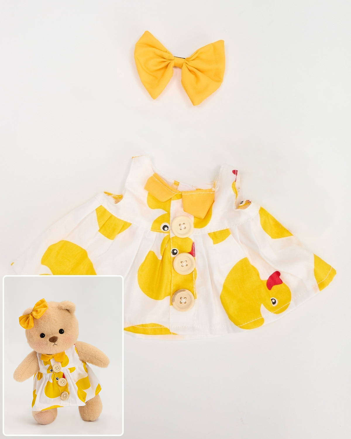 Getahug Big Yellow Duck Dress Bunny | Handmade Jointed Stuffed Animal Gift