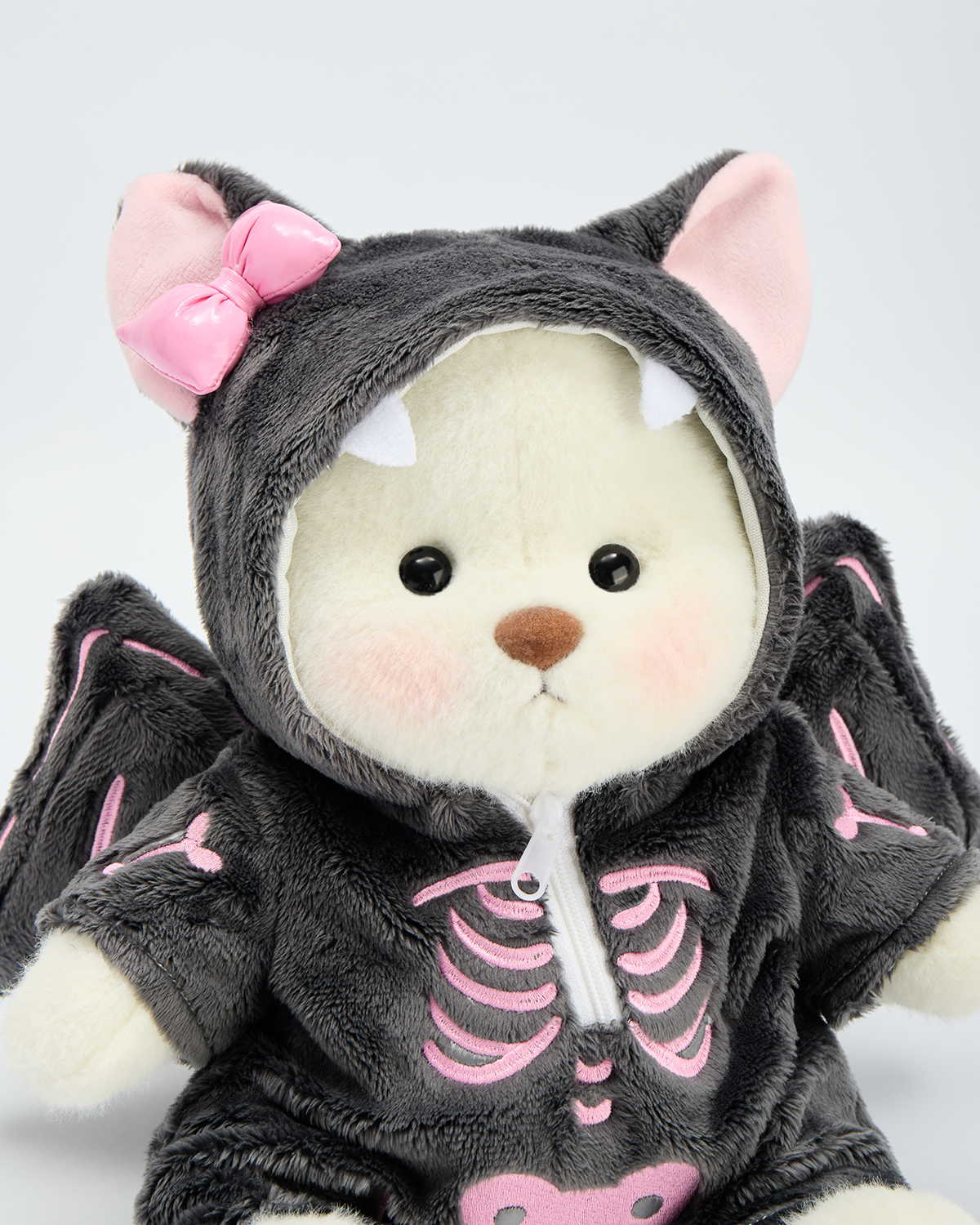 Getahug Halloween Pink Skull Bat Bear | Handmade Jointed Stuffed Animal Gift