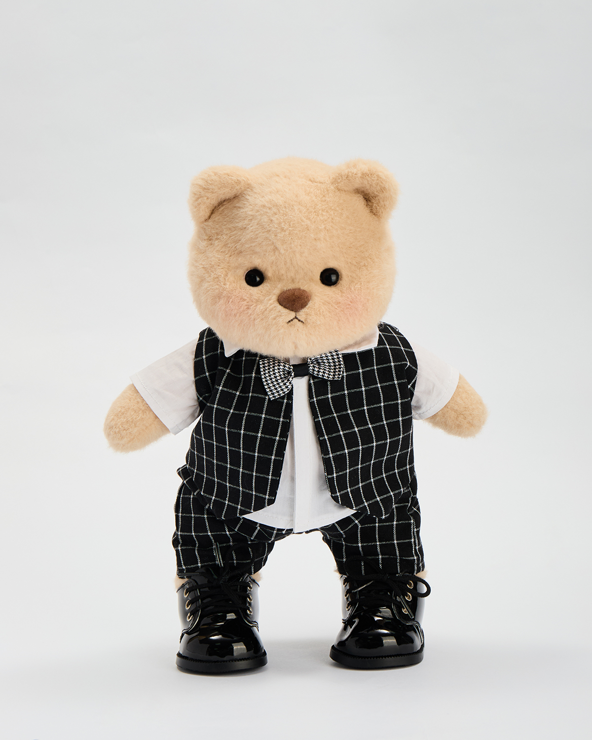Getahug Gentleman Plaid Wedding Suit White Teddy Bear | Handmade Stuffed Animal Gift