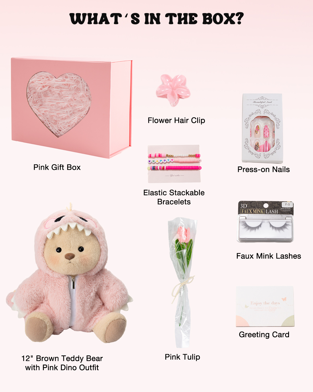 Getahug Pink Girly Teddy Bear Gift Box | Handmade Jointed Stuffed Animal Gift for Girls