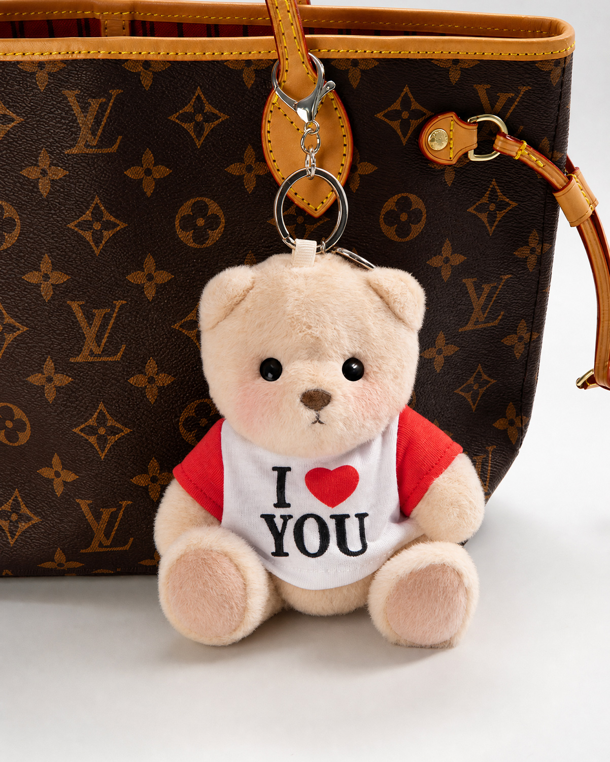 Getahug I Love You Raglan T-Shirt Mini Bear Keychain | 5.9 Inches Plush Bag Charm Stuffed Animal Gift
