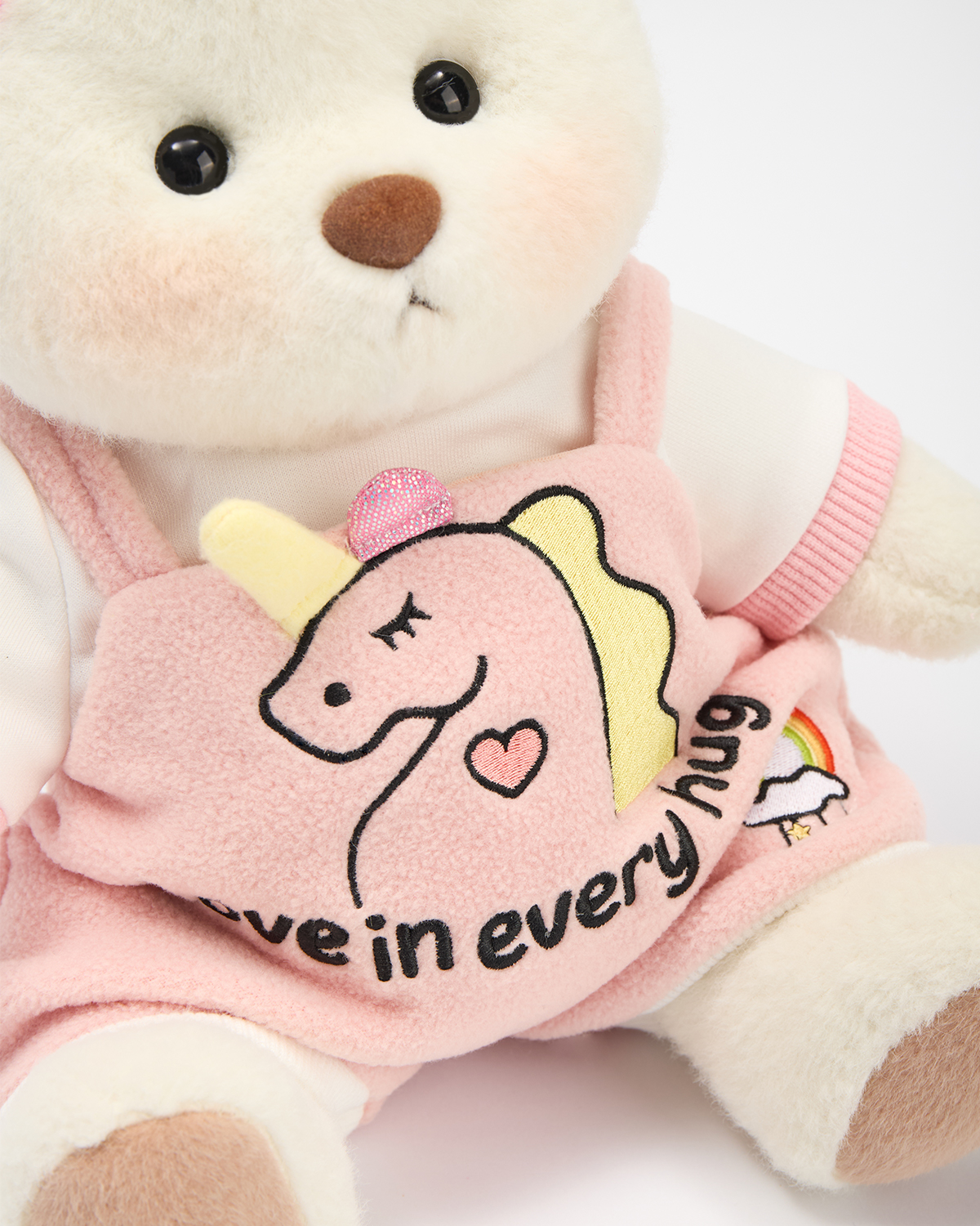 Getahug Pink Unicorn Overalls Bear | Handmade Jointed Stuffed Animal Gift