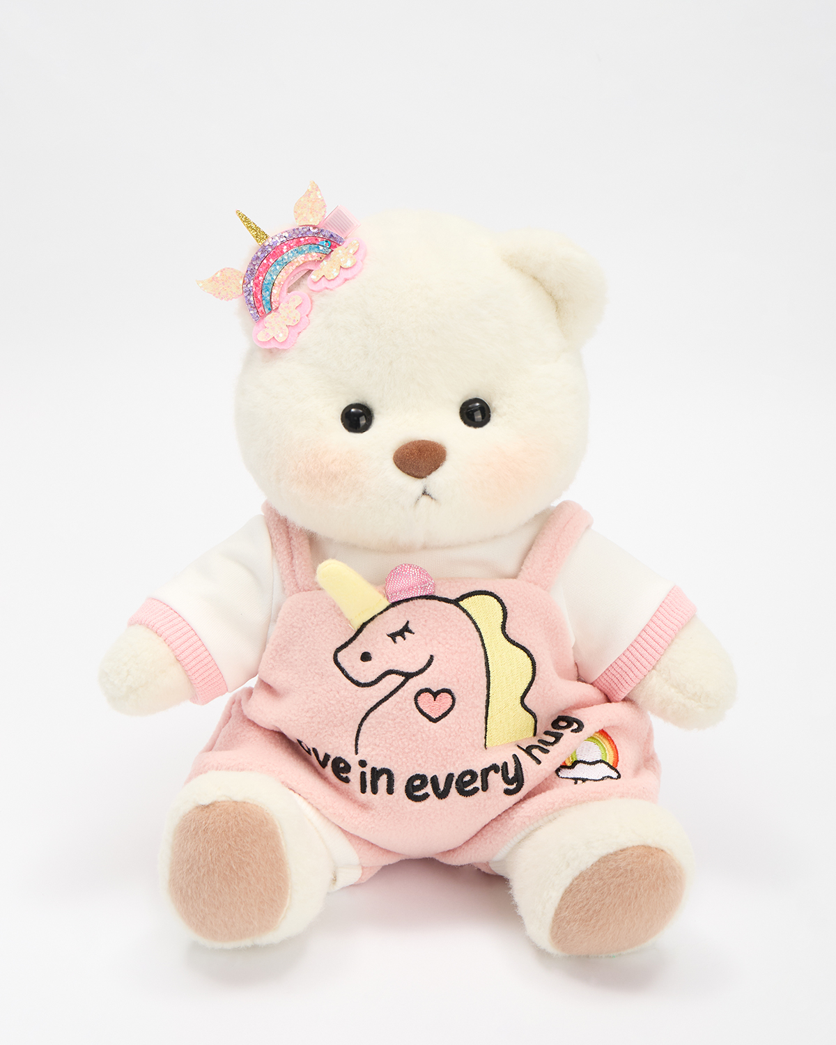 Getahug Pink Unicorn Overalls Bear | Handmade Jointed Stuffed Animal Gift