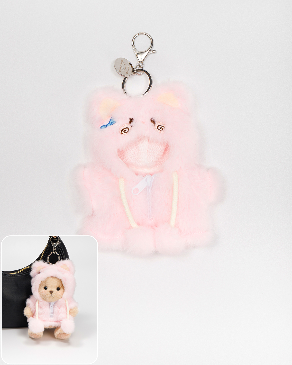 Getahug 5.9 Inches Pink Bunny Brown Mini Bear Bag Charm Keychains Gift