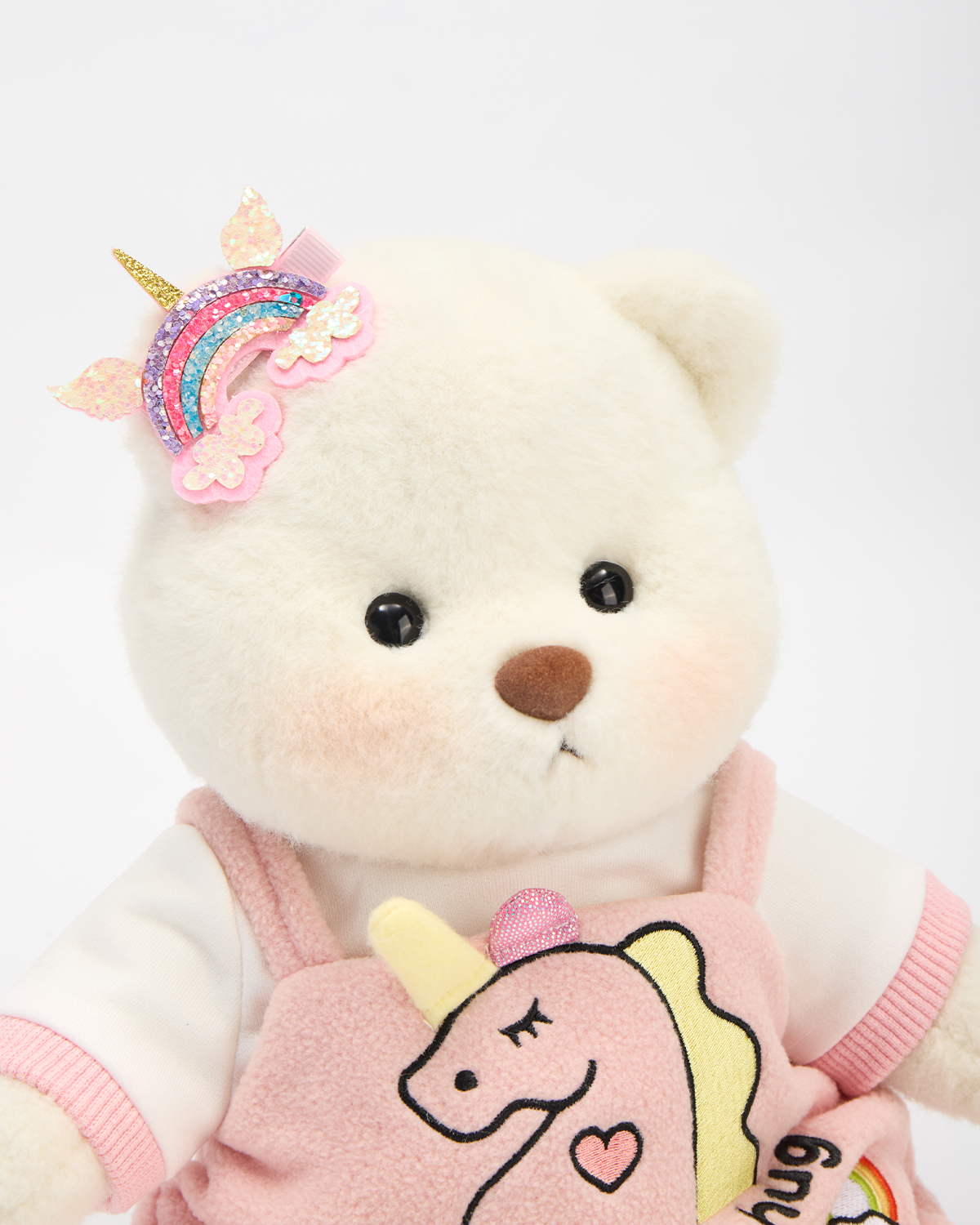 Getahug Pink Unicorn Overalls Bear | Handmade Jointed Stuffed Animal Gift