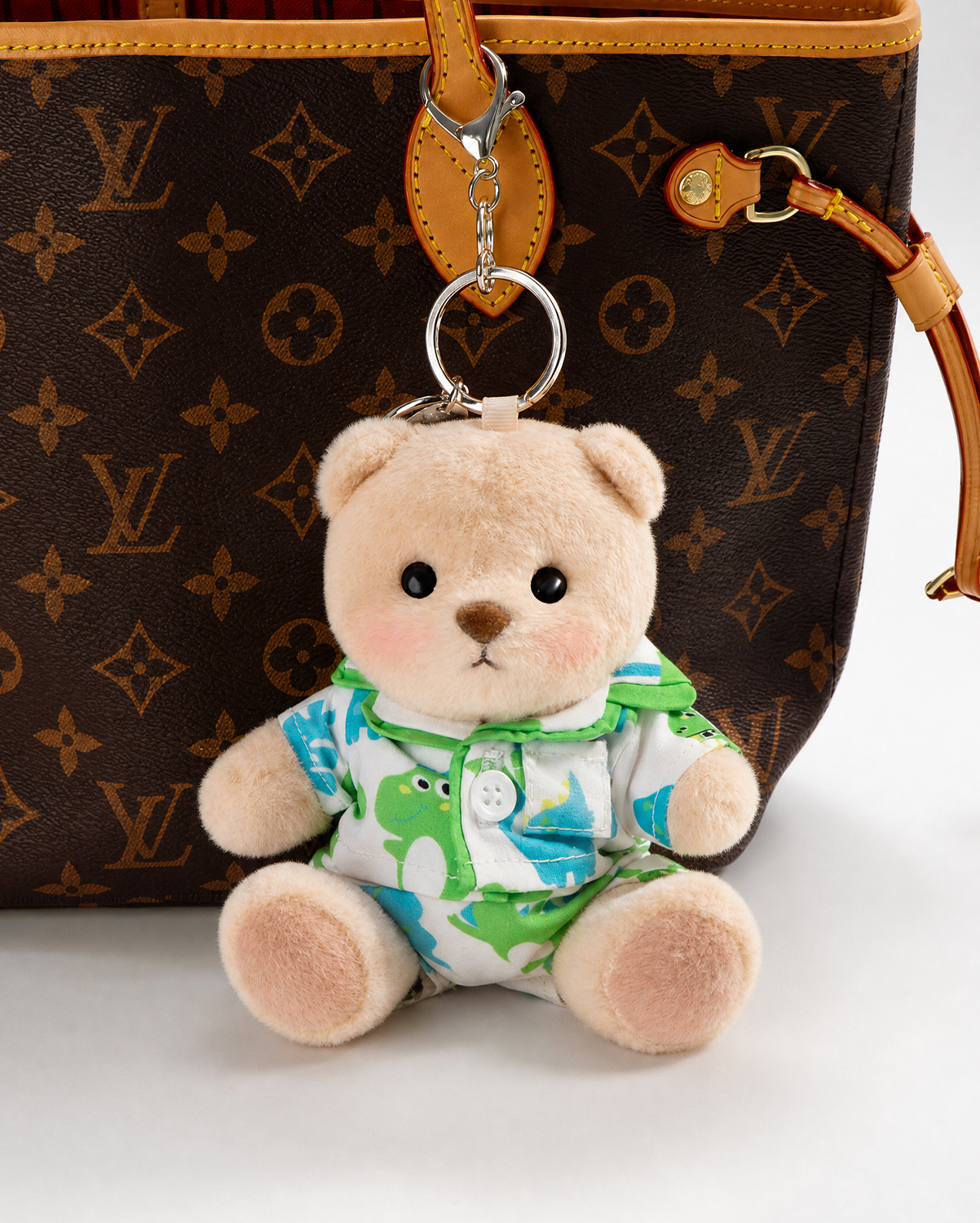 Getahug Dinosaur Pajamas Mini Bear Keychain | 5.9 Inches Plush Bag Charm Stuffed Animal Gift