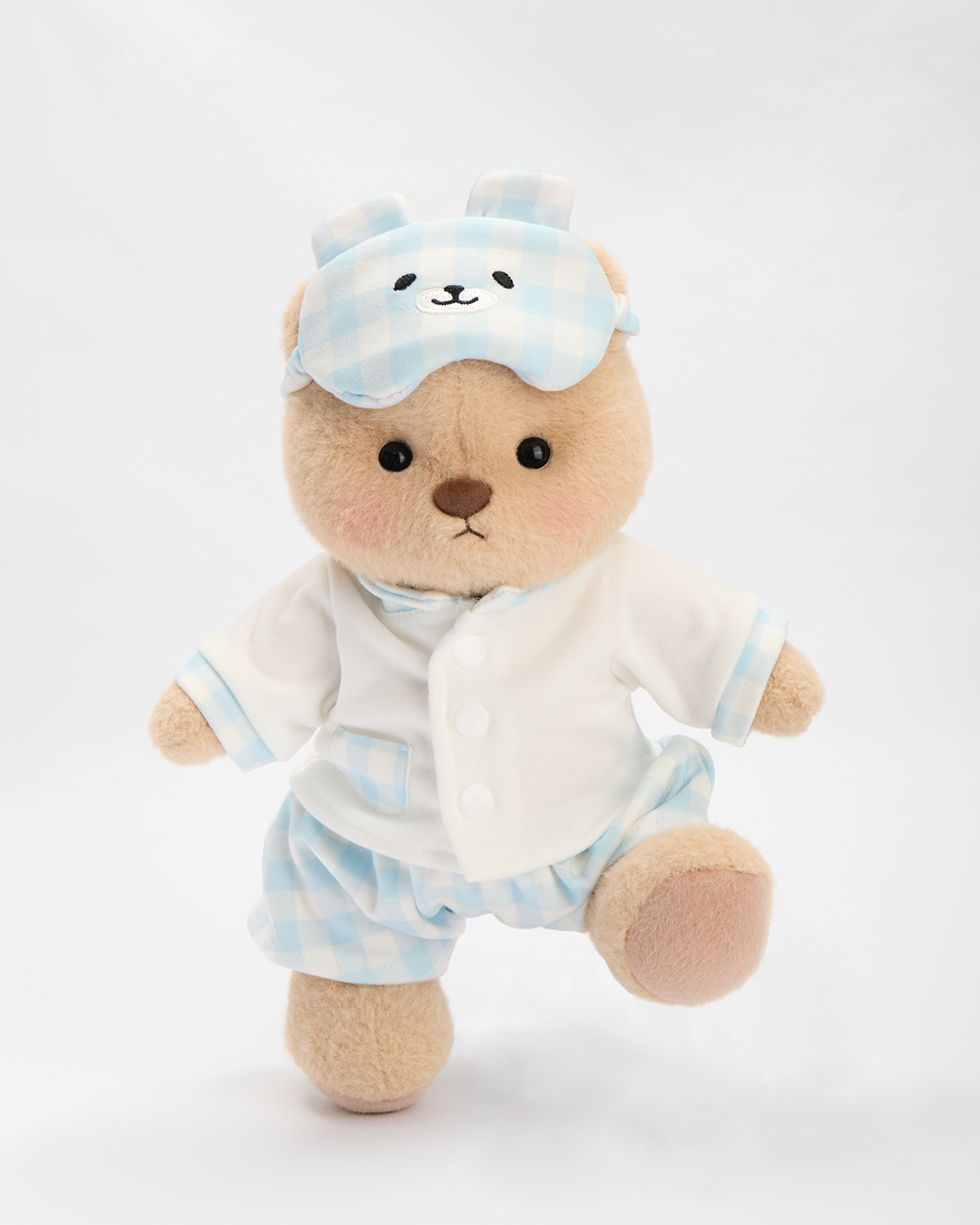Getahug Blue and White Plaid Pajamas Bear | Handmade Jointed Stuffed Animal Gift