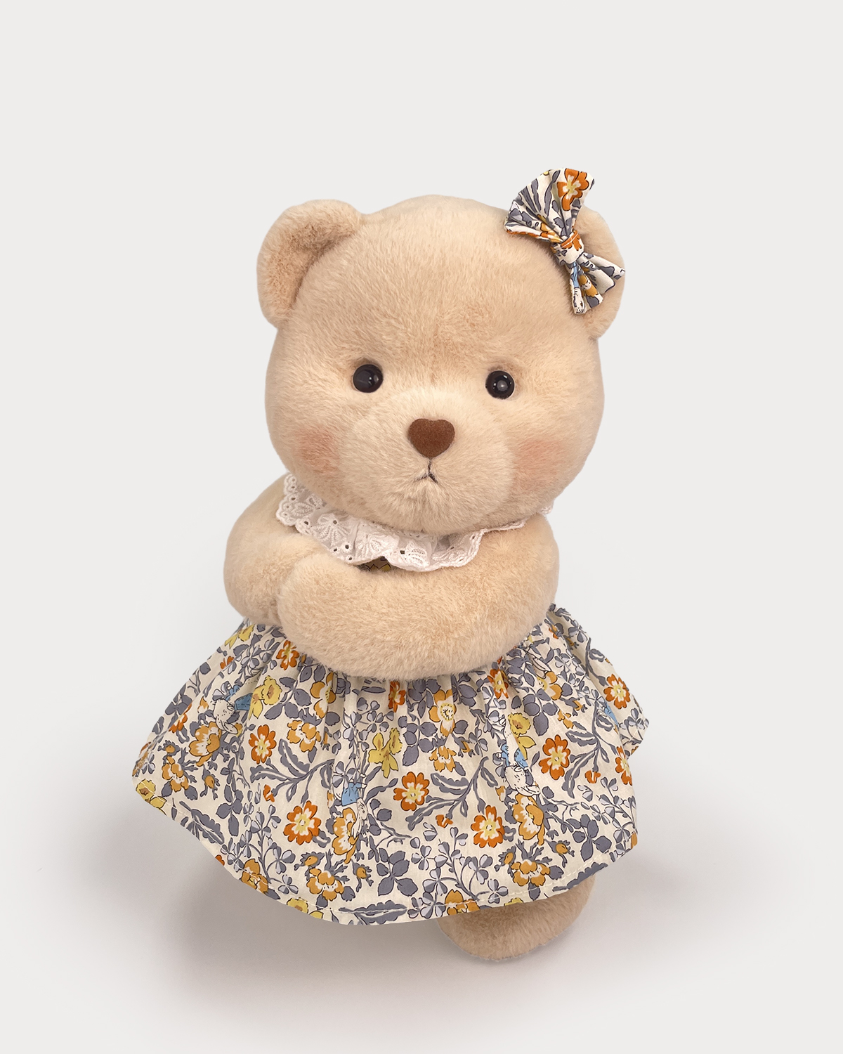 Getahug Floral Dress Magnetic Bear | Handmade Jointed Stuffed Animal Gift