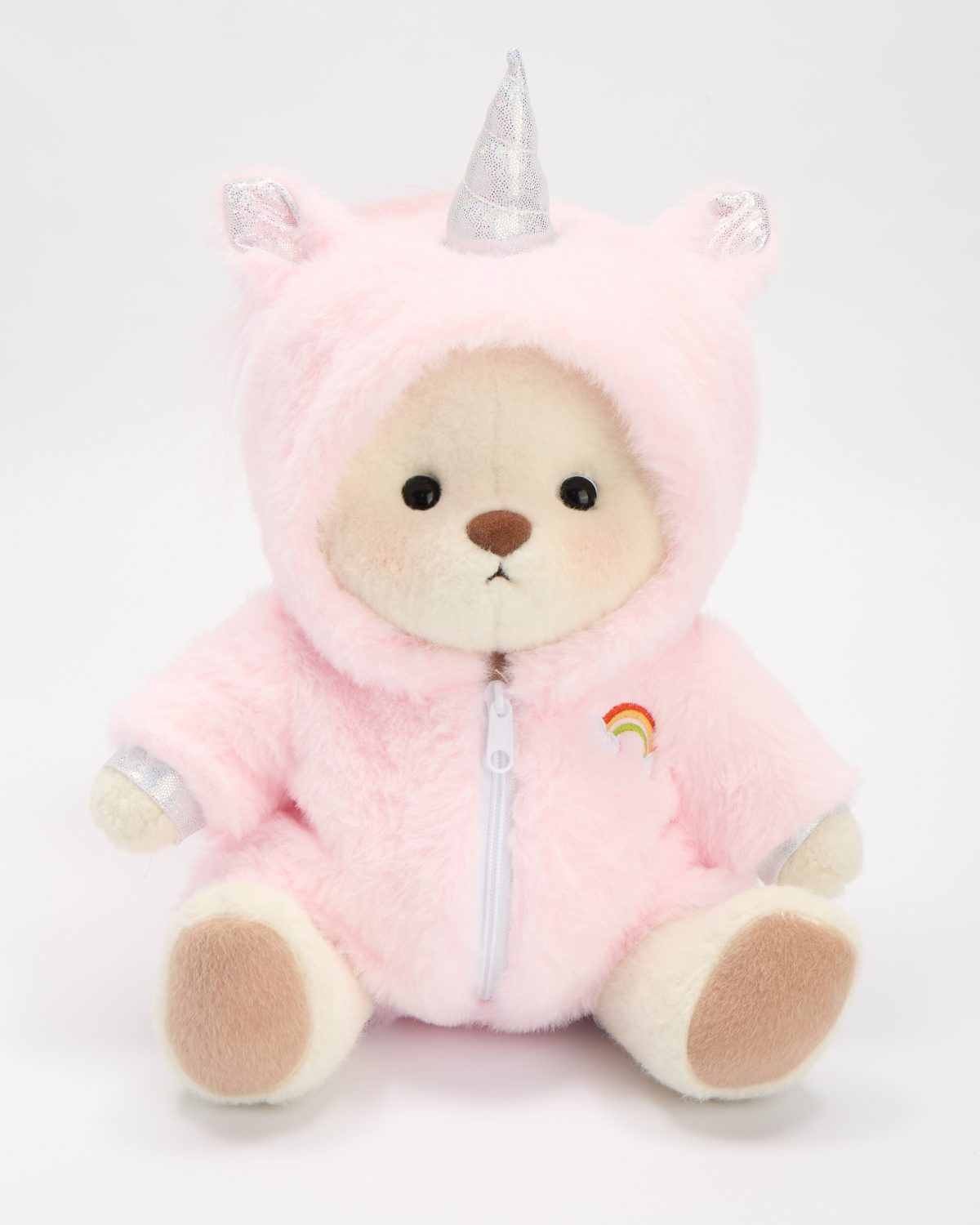 Getahug Pink Unicorn White Teddy Bear | Handmade Jointed Stuffed Animal Gift