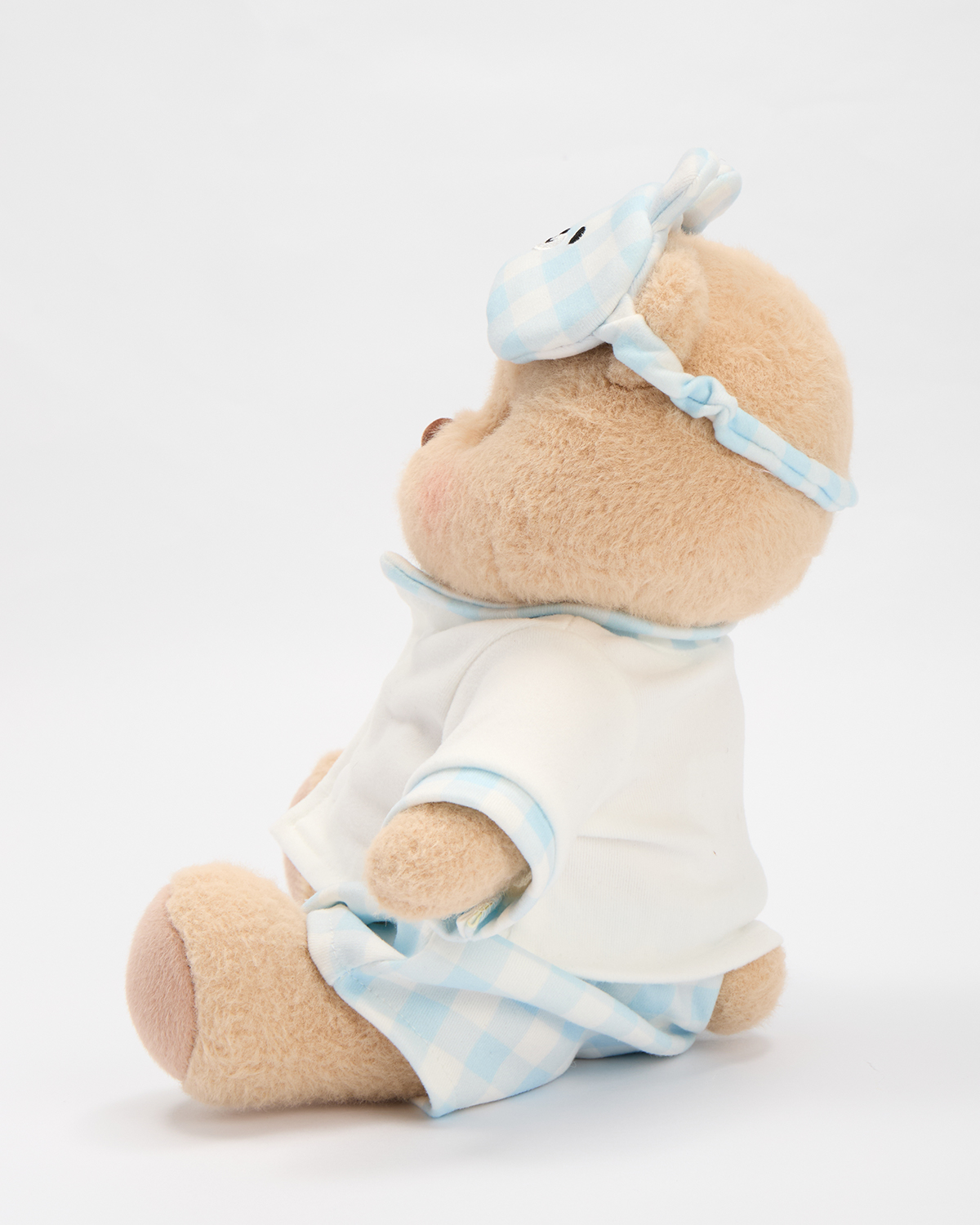 Getahug Blue and White Plaid Pajamas Bear | Handmade Jointed Stuffed Animal Gift