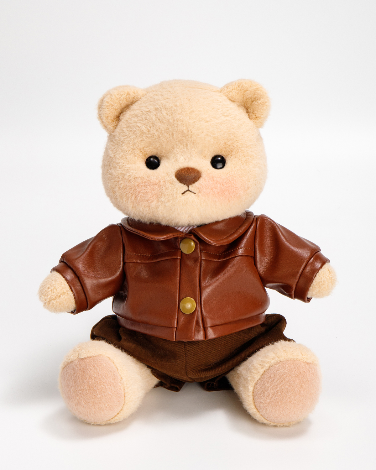 Getahug Brown Leather Jacket Bear | Handmade Jointed Stuffed Animal Gift