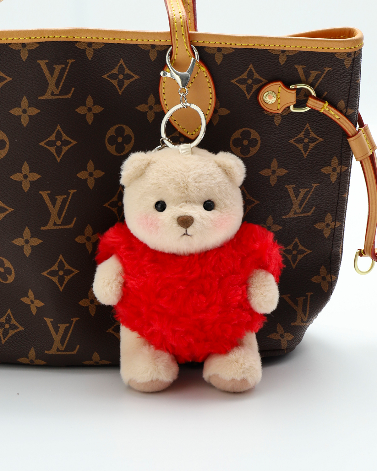 Getahug Fluffy Love Heart Mini Bear | 5.9 Inches Plush Bag Charm Stuff