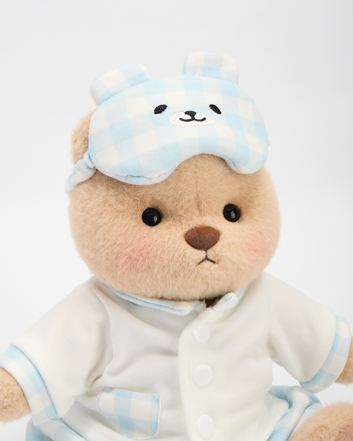 Getahug Blue and White Plaid Pajamas Bear | Handmade Jointed Stuffed Animal Gift