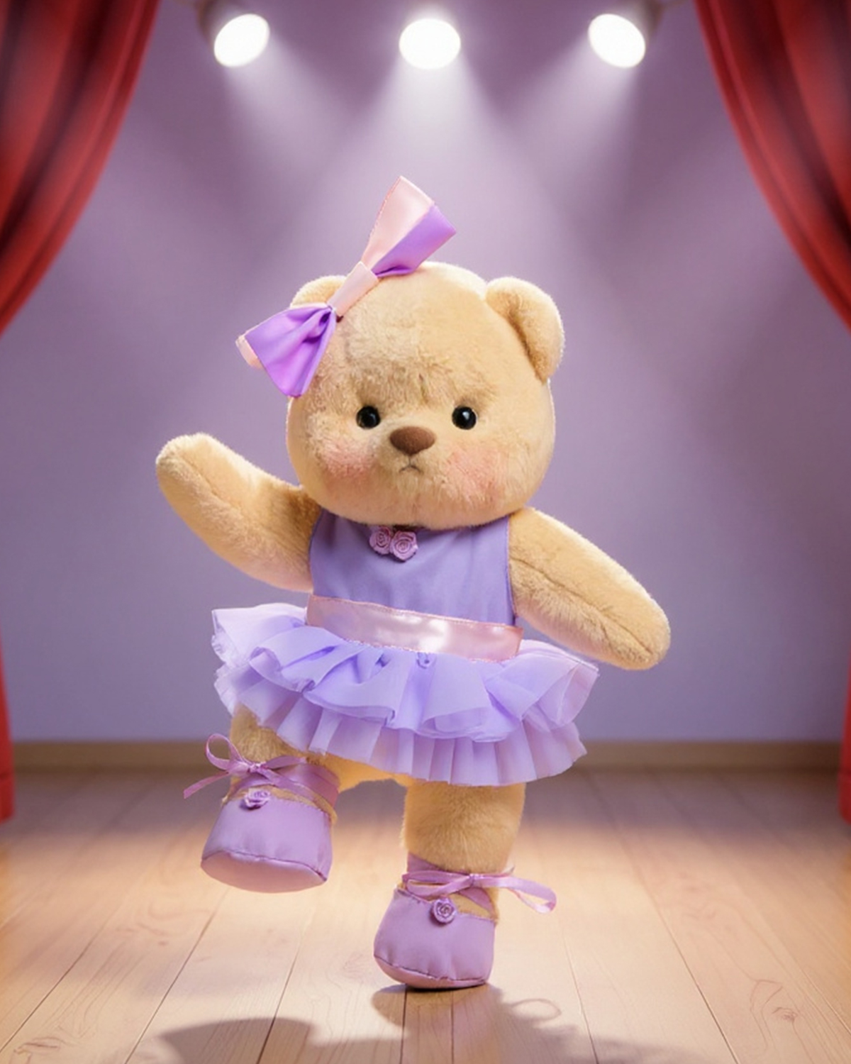 Getahug Purple Ballet Dress Bear | Handmade Jointed Teddy Bear Gift