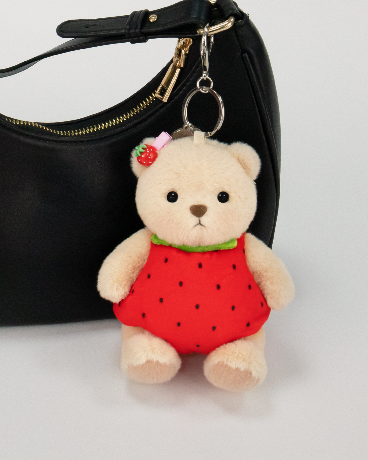 Getahug 5.9 Inches🍓Strawberry Brown Mini Bear Bag Charm Keychains Gift (Presale)