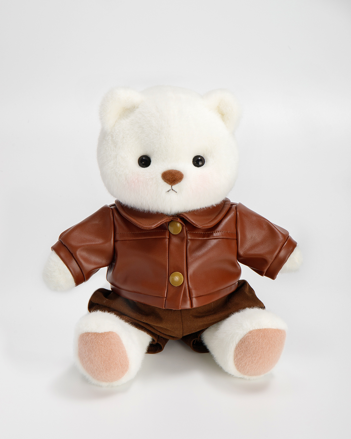 【アップグレード版】poled HUGBEAR ハグベアー Getahug Brown Leather Jacket Bear | Handmade Jointed Stuffed Animal Gi