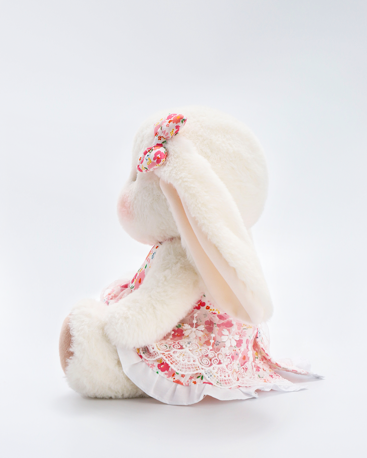 Getahug Pink Floral Lace Dress Bunny | Handmade Jointed Stuffed Animal Gift