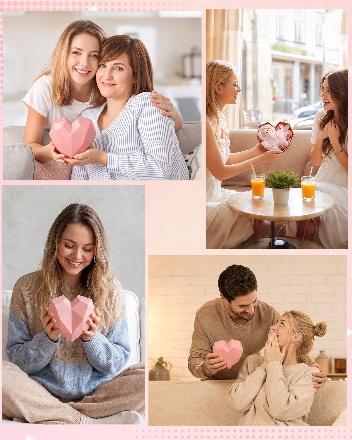 Getahug Pink Dino Teddy Bear Keychain Gift Box | Handmade Jointed Stuffed Animal Gift for Girls