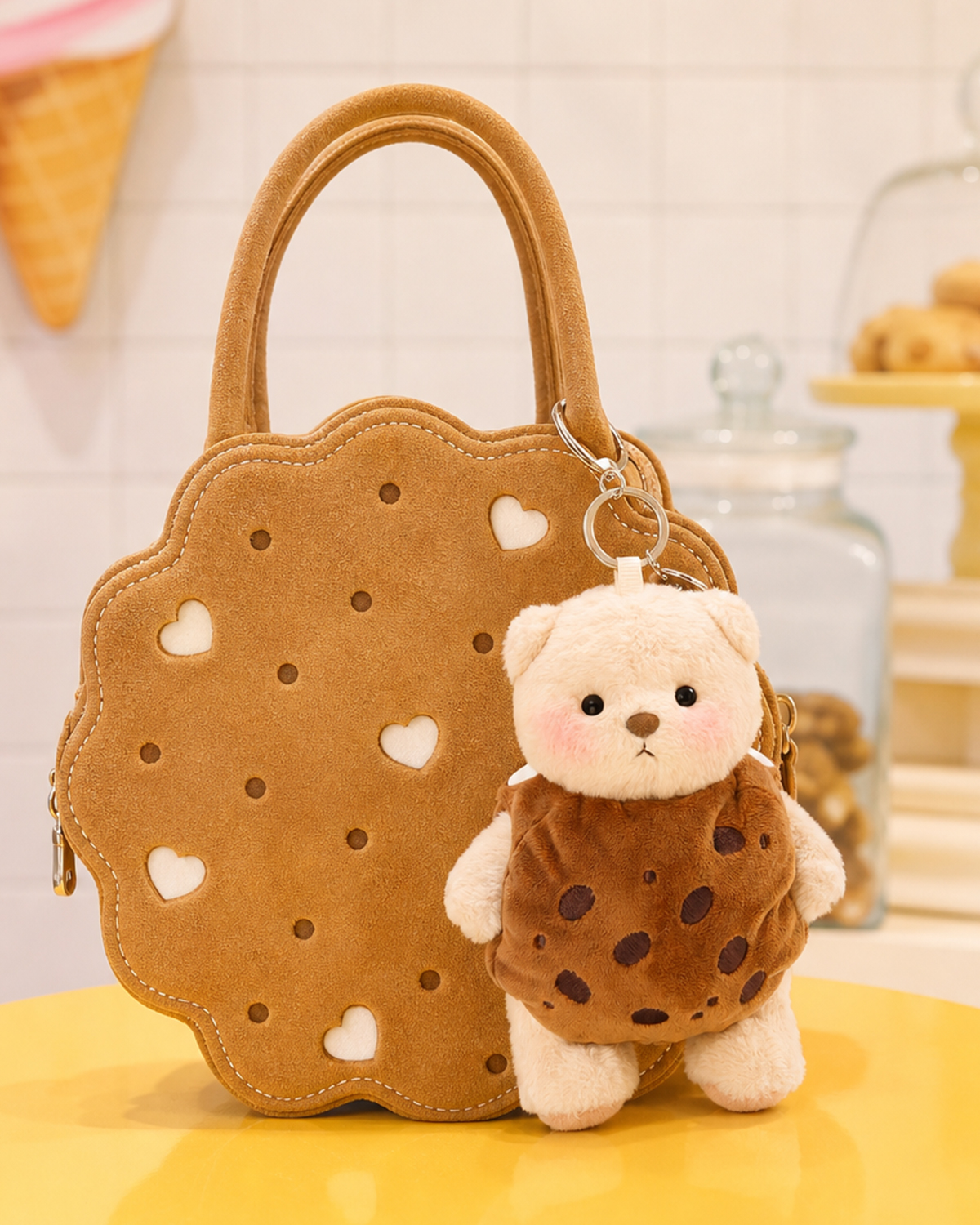 Getahug Chocolate Cookie Mini Bear Keychain | 5.9 Inches Plush Bag Cha
