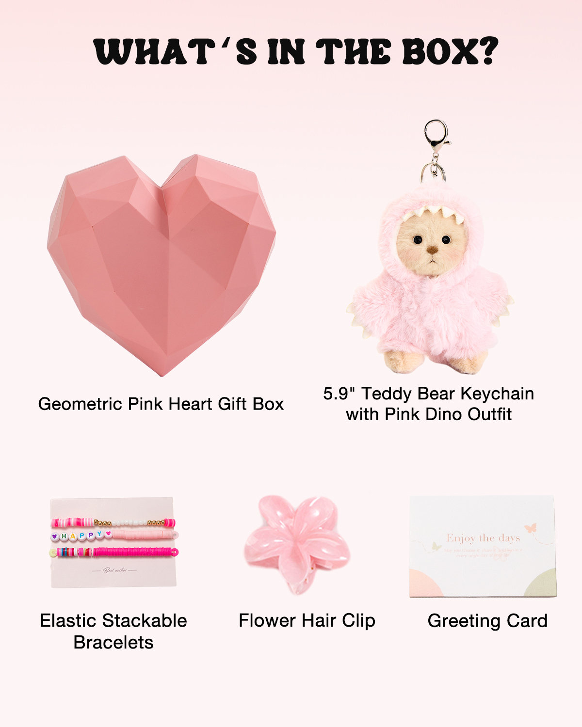 Getahug Pink Dino Teddy Bear Keychain Gift Box | Handmade Jointed Stuffed Animal Gift for Girls