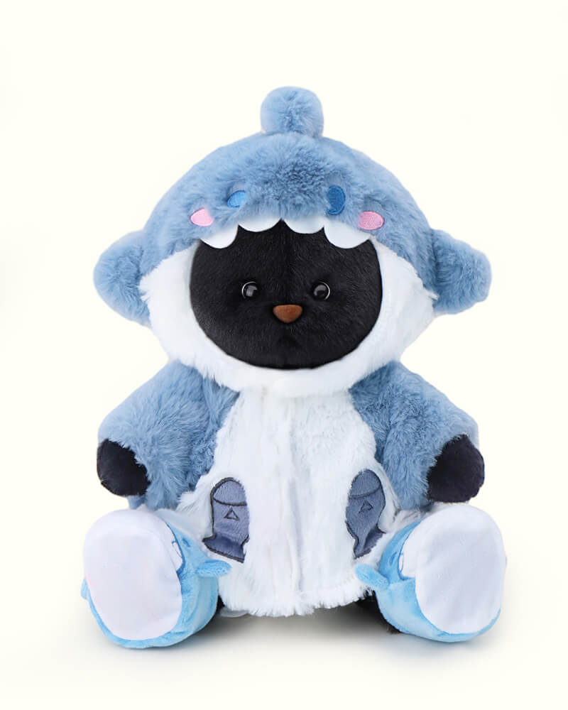 Getahug Fluffy Shark Black Bear | Handmade Jointed Teddy Bear Gift