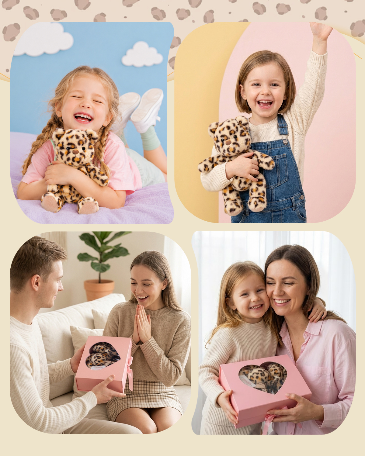 Getahug Aurelio Leopard Teddy Bear Gift Box | Limited Edition Handmade Jointed Stuffed Animal Birthday Anniversary Gift