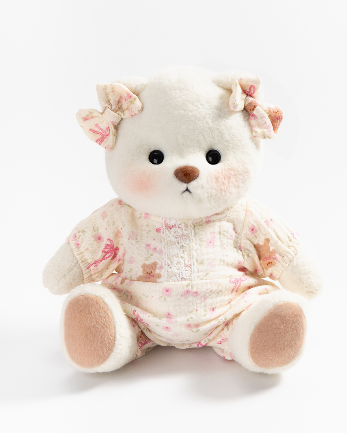 Getahug Pink Floral Lace Romper Bear | Handmade Jointed Teddy Bear Stuffed Animal Gift