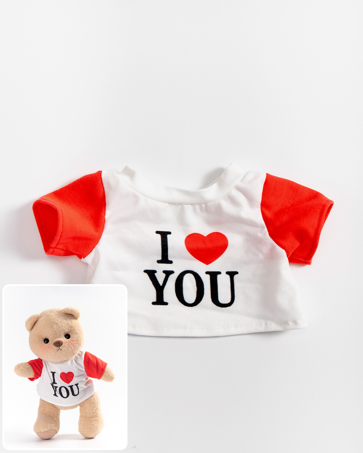 Getahug I Love You Raglan T-Shirt Bear | Handmade Jointed Teddy Bear Stuffed Animal Gift