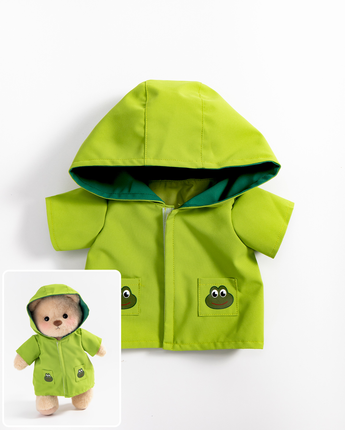 Getahug Frog Hooded Raincoat Bear | Handmade Jointed Teddy Bear Stuffed Animal Gift