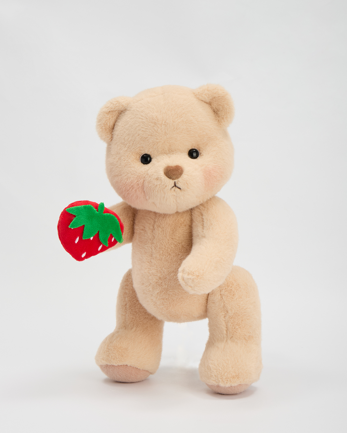 Getahug Brown Teddy Bear with Magnetic Strawberry | Handmade Jointed Stuffed Animal Gift
