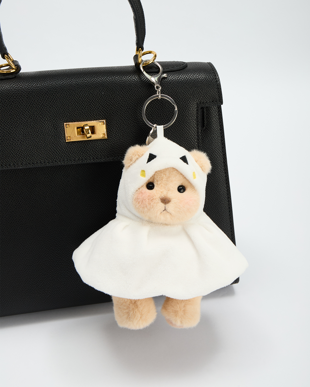 Getahug Halloween White Ghost Jointed Teddy Bear and Mini Bear Keychain Gift Bundle