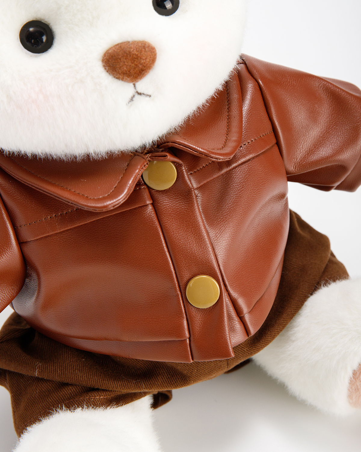 Getahug Brown Leather Jacket Bear | Handmade Jointed Stuffed Animal Gift