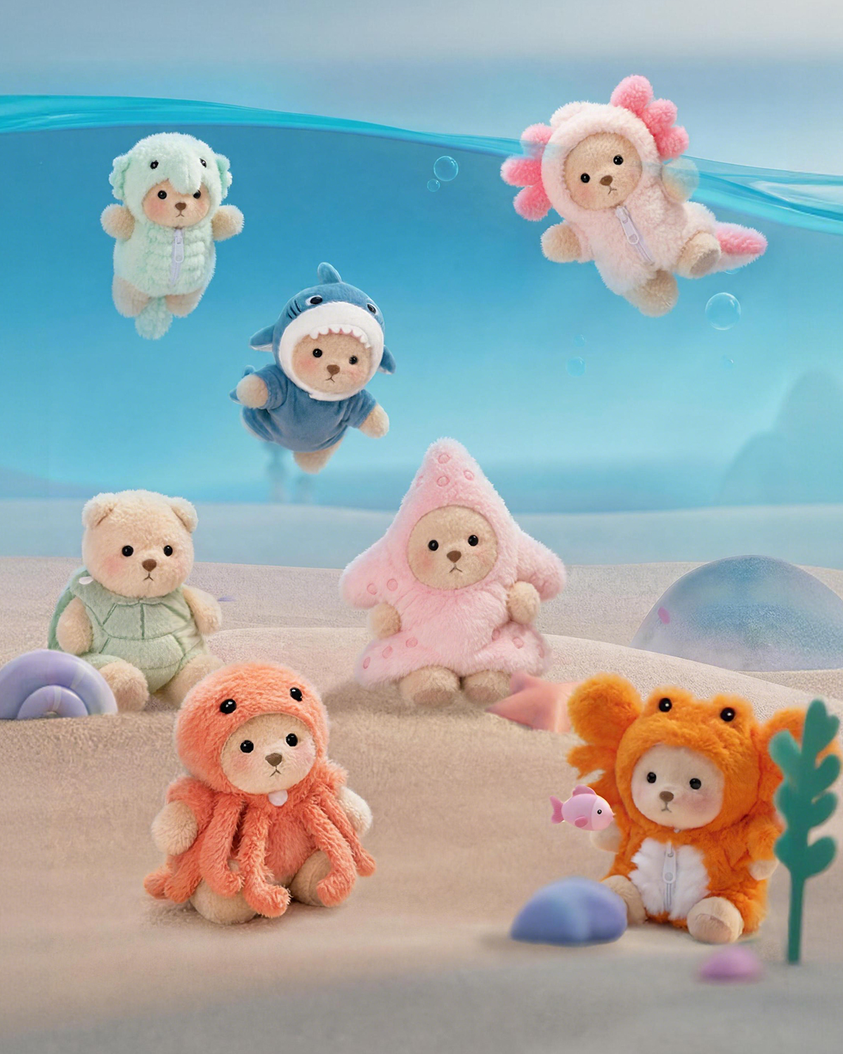 Getahug Ocean Adventure Series Plush Mini Bear Blind Box | 5.9 Inches Pendant Bag Charm Keychain Gift