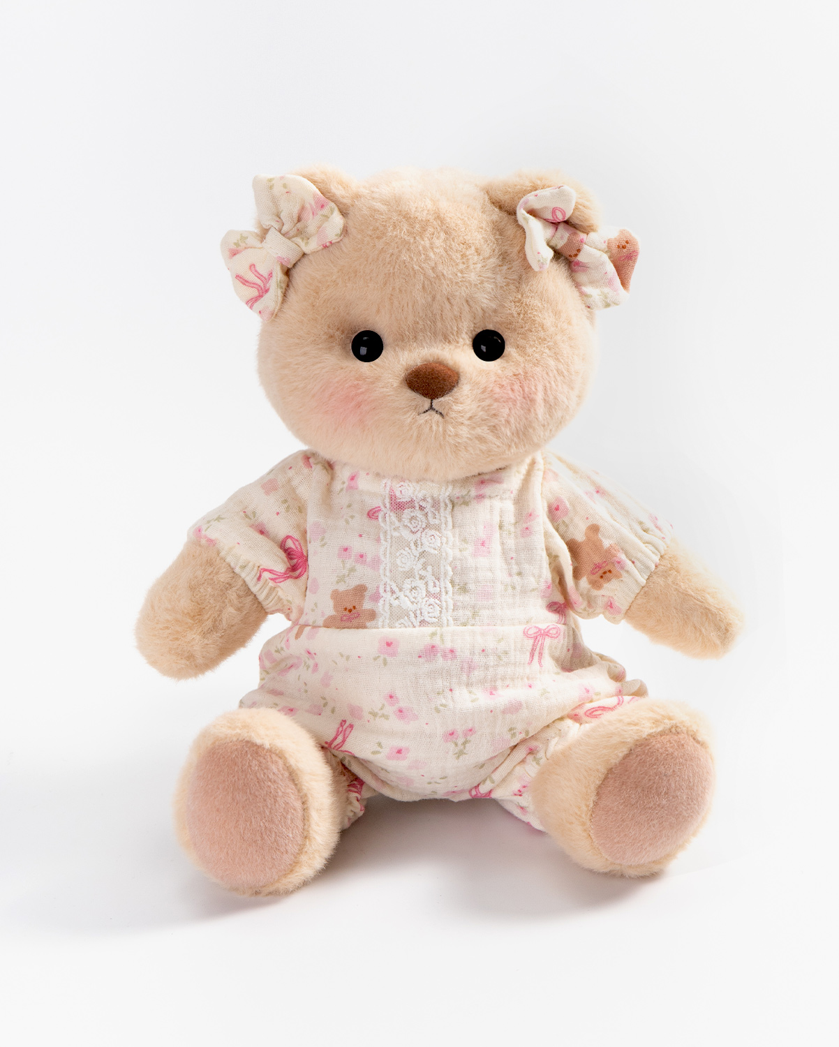 Getahug Pink Floral Lace Romper Bear | Handmade Jointed Teddy Bear Stuffed Animal Gift