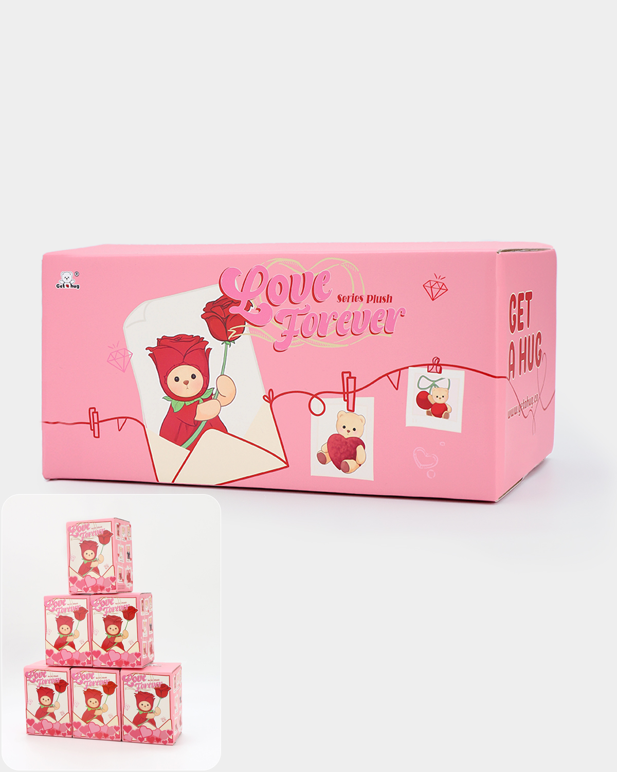 Getahug Love Forever Series Mini Bear Blind Box | Valentine's Day 5.9 Inches Plush Bag Charm Keychains Gifts