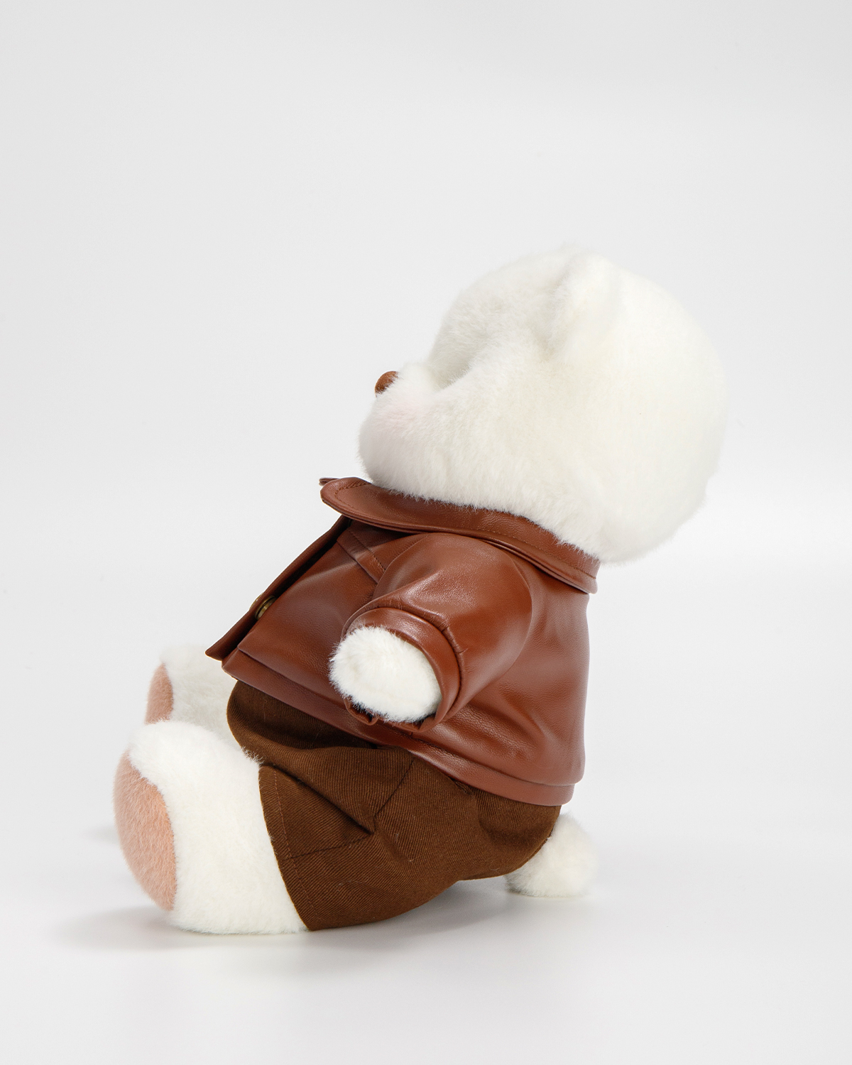 Getahug Brown Leather Jacket Bear | Handmade Jointed Stuffed Animal Gift