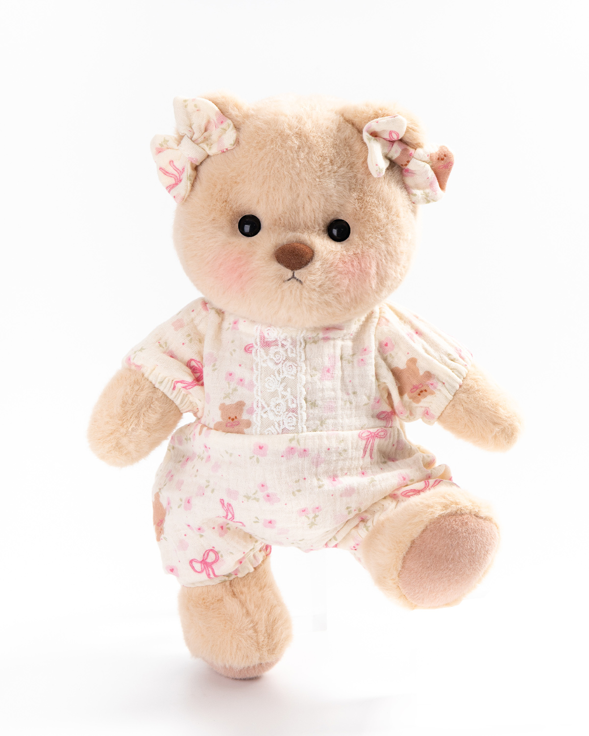 Getahug Pink Floral Lace Romper Bear | Handmade Jointed Teddy Bear Stuffed Animal Gift