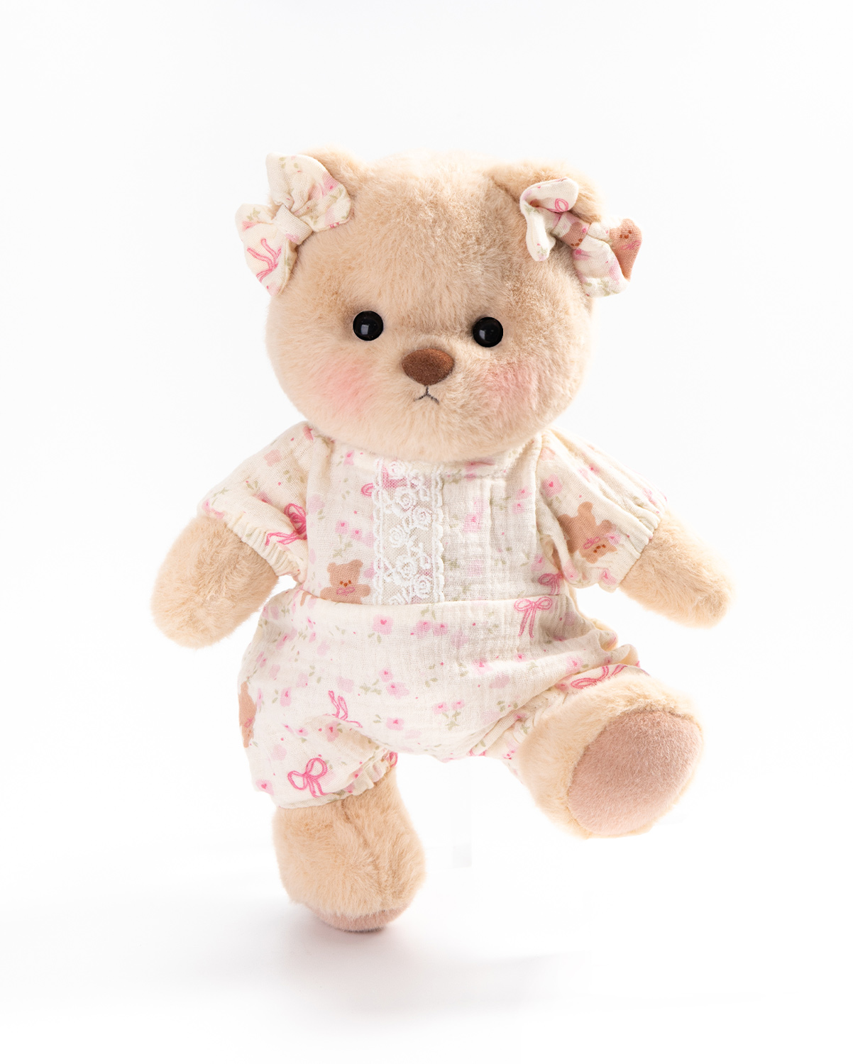Getahug Pink Floral Lace Romper Bear | Handmade Jointed Teddy Bear Stuffed Animal Gift
