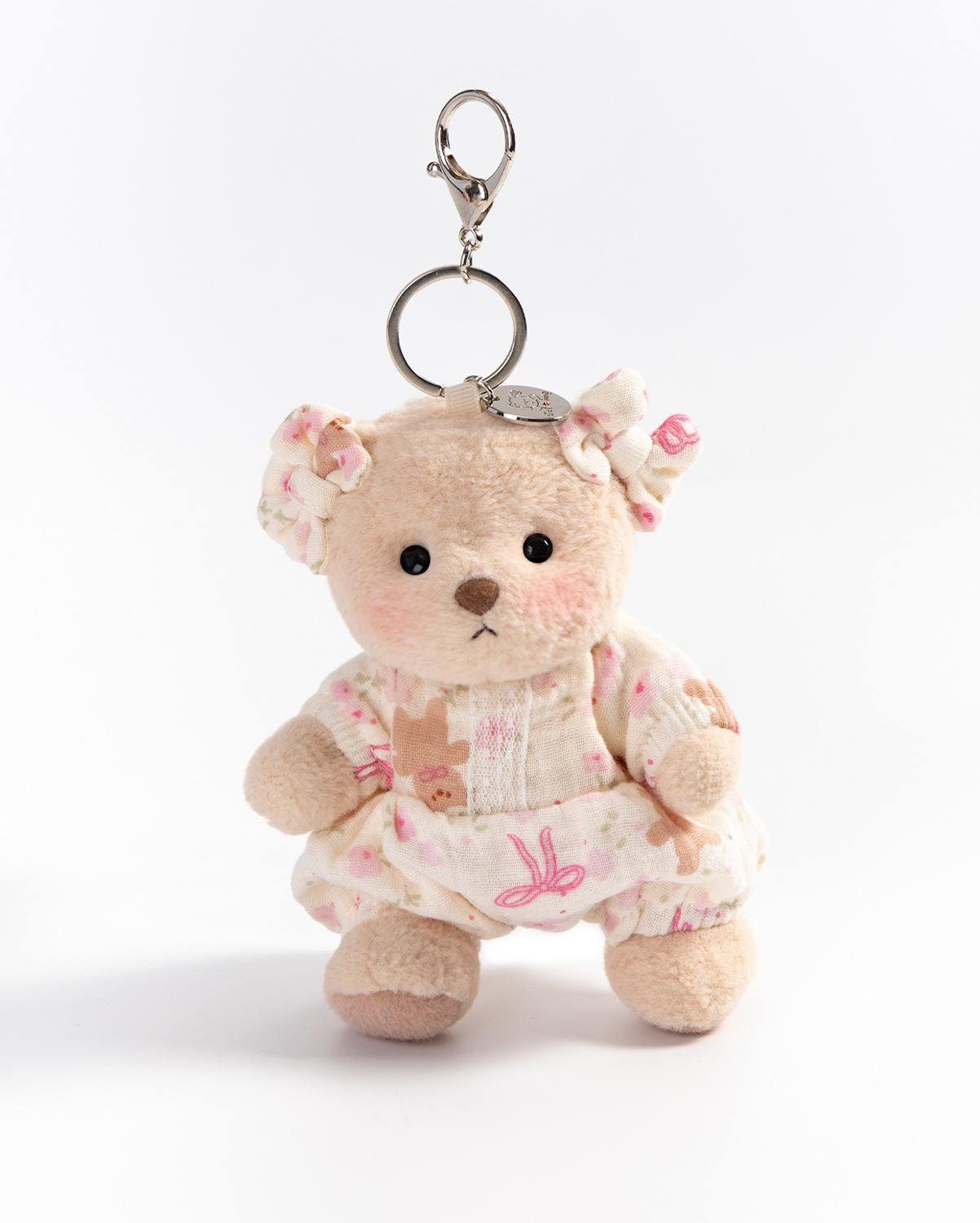 Getahug Pink Floral Lace Romper Mini Bear Keychain | 5.9 Inches Plush Bag Charm Stuffed Animal Gift