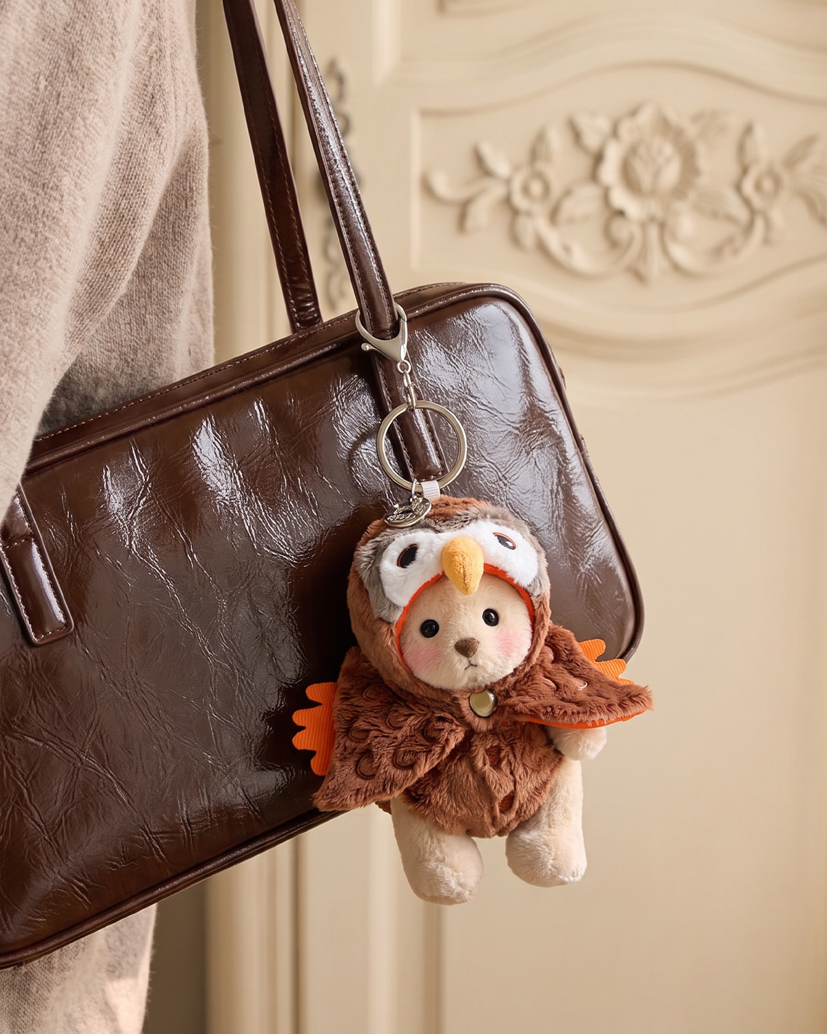 Getahug Moonlit Owl Mini Bear Keychain | 5.9 Inches Stuffed Animal Bag Charm Halloween Gift