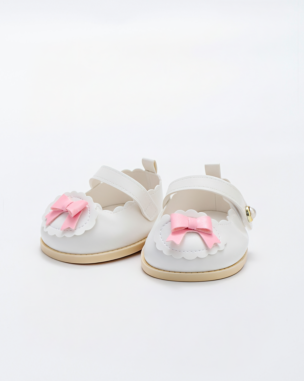Pink Bow White Leather Shoes | Accessories Suitable for 12 Inches Stuffed Animals
