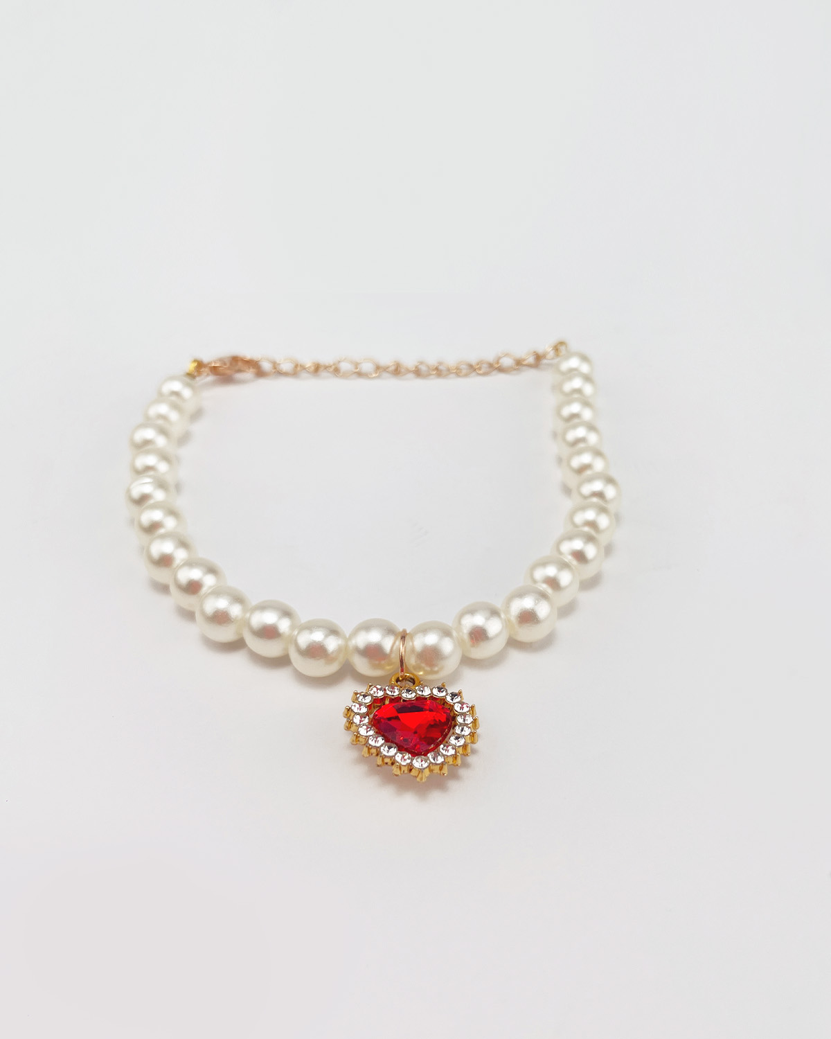 Red Heart Pearl Necklace | Teddy Bear Clothes