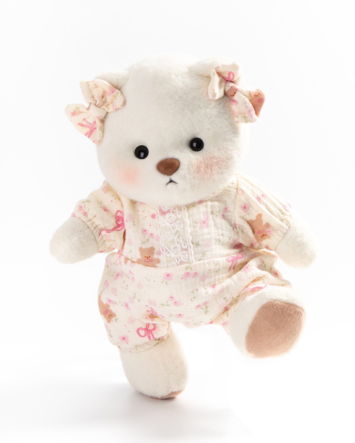 Getahug Pink Floral Lace Romper Bear | Handmade Jointed Teddy Bear Stuffed Animal Gift