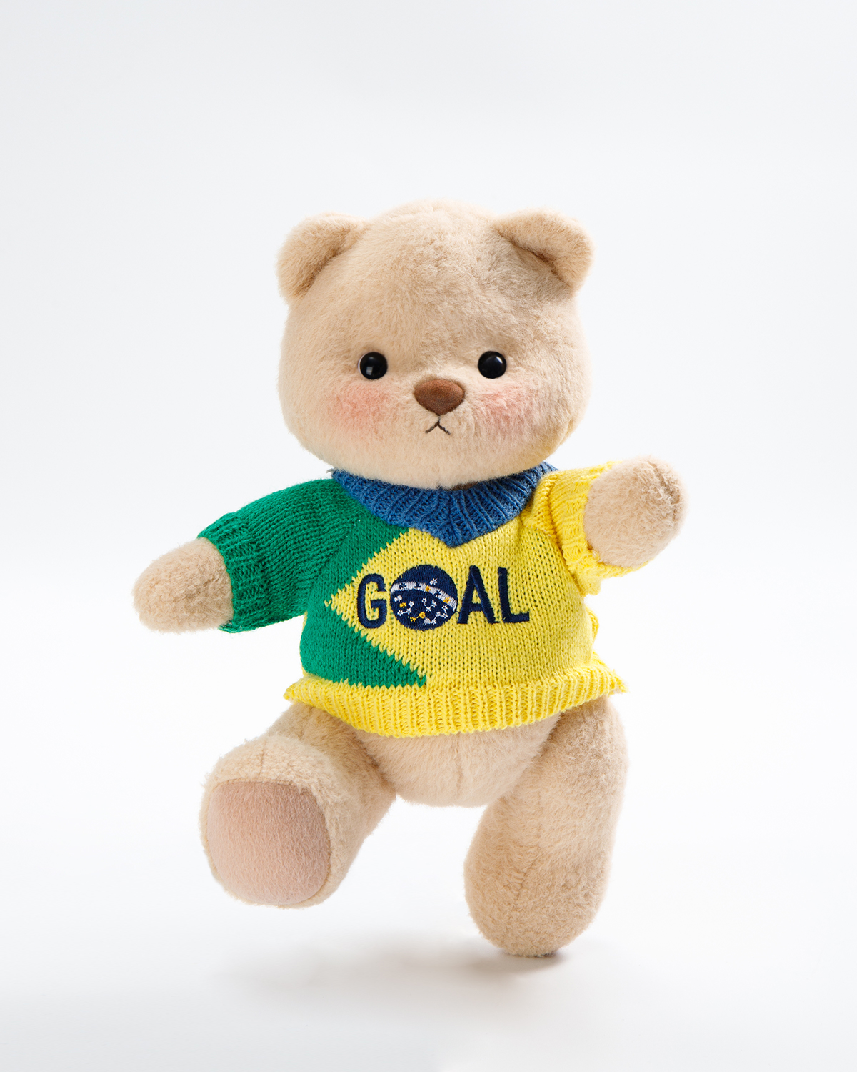 Getahug Soccer Game On Teddy Bear | Handmade Jointed Stuffed Animal Gift for Football Fans