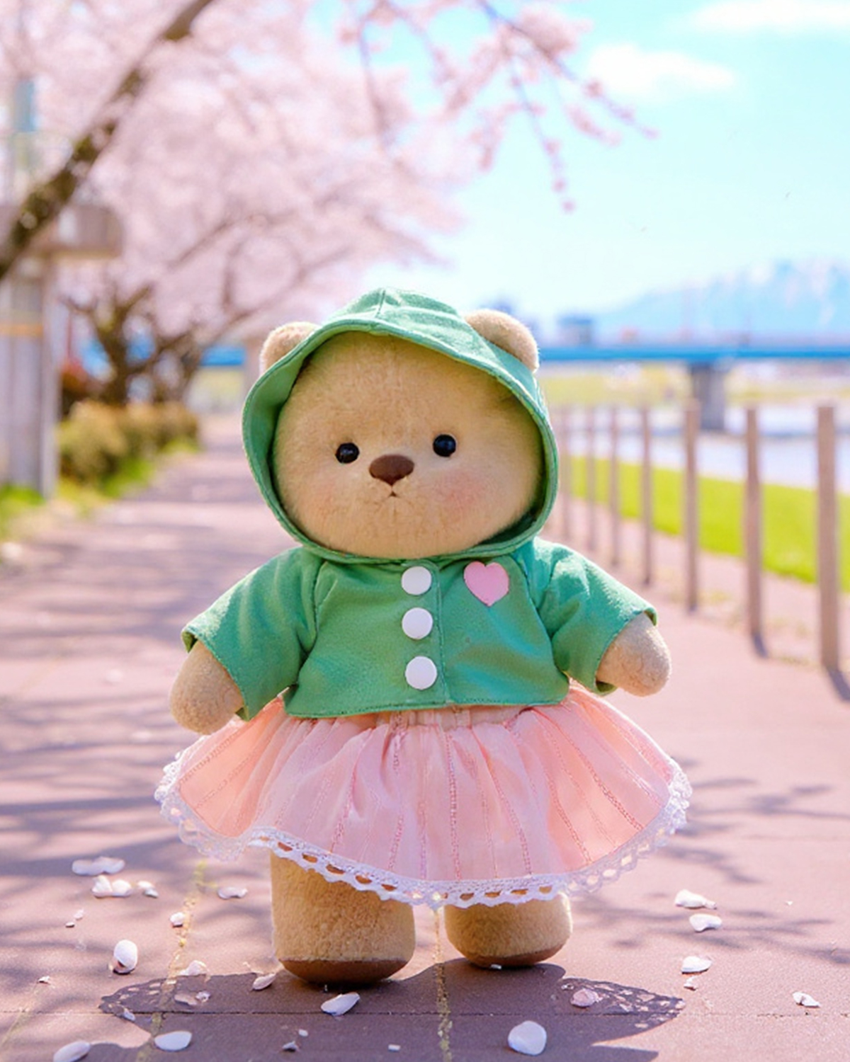 Getahug Love Green Hoodie Bear | Valentine's Day Handmade Jointed Teddy Bear Gift