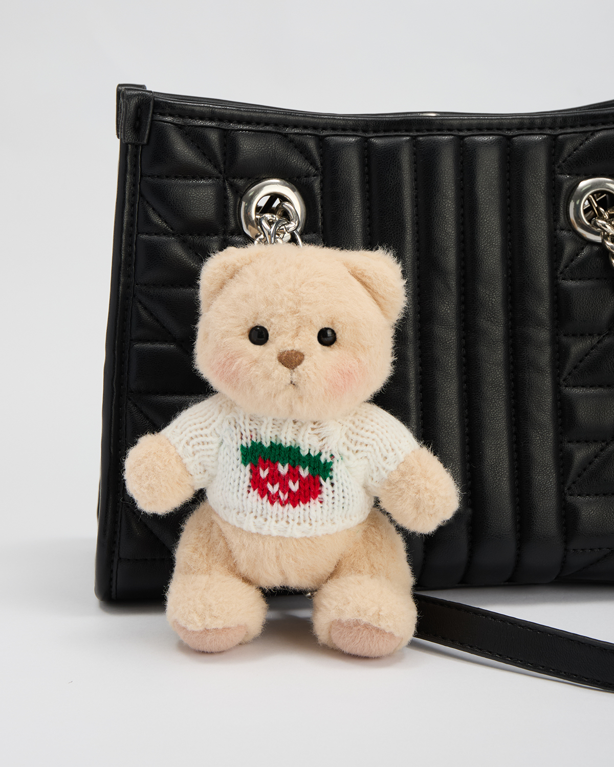 Getahug 5.9 Inches Strawberry White Sweater Brown Mini Bear Bag Charm Keychains Gift