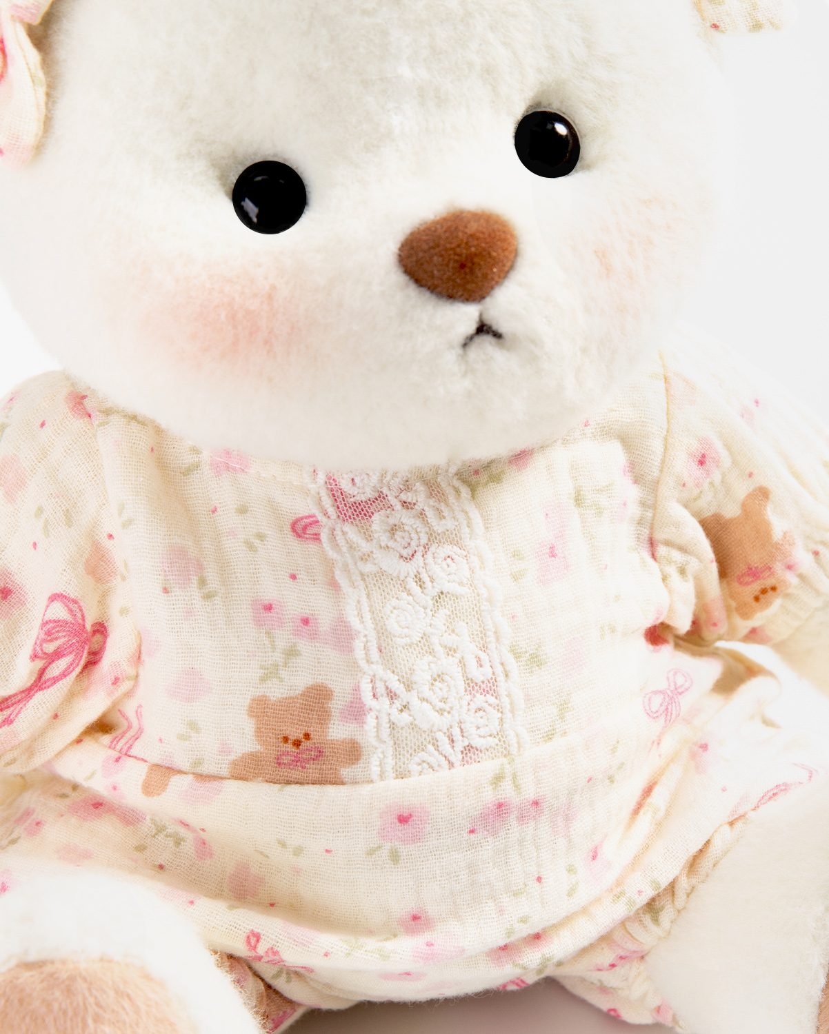 Getahug Pink Floral Lace Romper Bear | Handmade Jointed Teddy Bear Stuffed Animal Gift