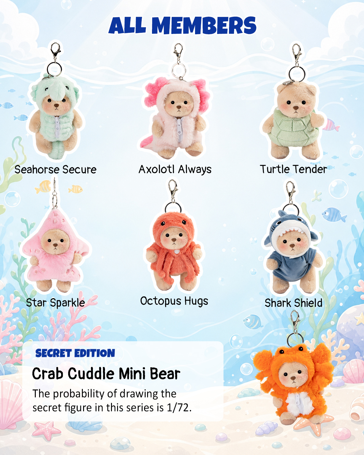 Getahug Ocean Adventure Series Plush Mini Bear Blind Box | 5.9 Inches Pendant Bag Charm Keychain Gift