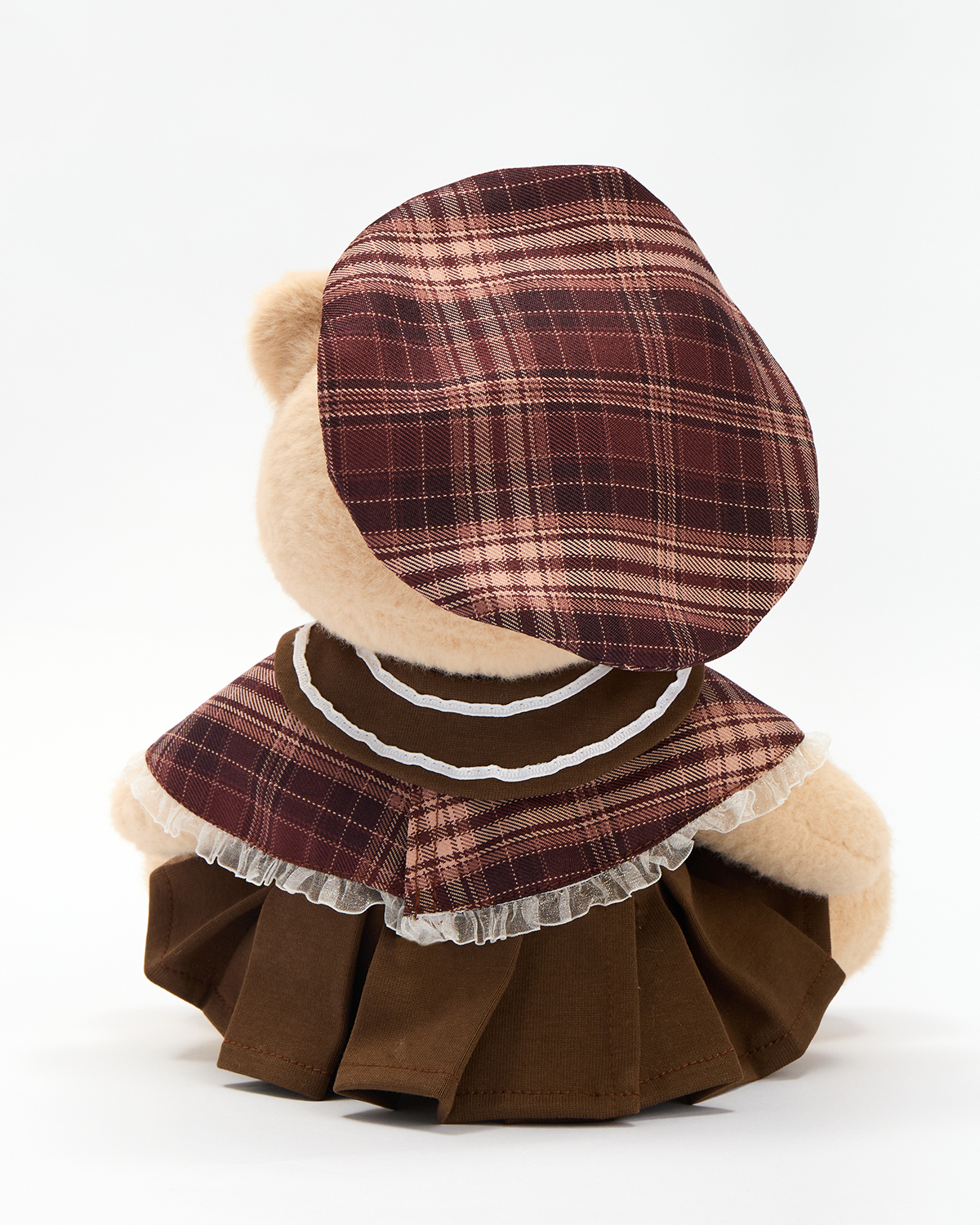 Getahug Retro Red and Brown Plaid Skirt Bear | Handmade Jointed Stuffed Animal Gift