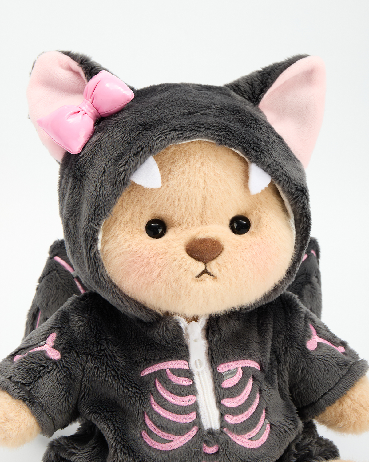 Getahug Halloween Pink Skull Bat Bear | Handmade Jointed Stuffed Animal Gift
